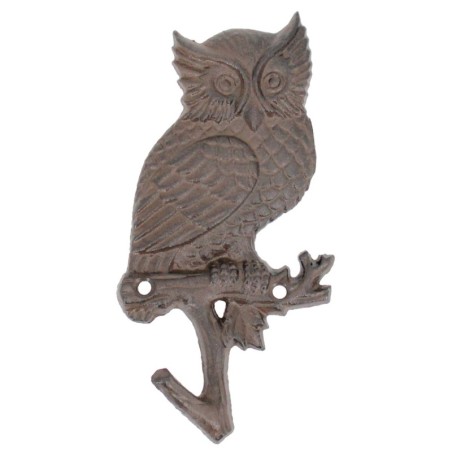 Cintre décoratif en forme de hibou en fonte pour suspendre des vêtements, des accessoires et une décoration murale