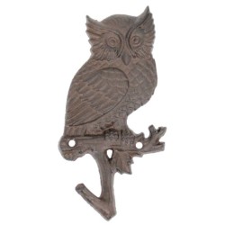 Cintre décoratif en forme de hibou en fonte pour suspendre des vêtements, des accessoires et une décoration murale