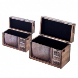 Coffret et Coffret à Bijoux Marron en MDF et PVC 17*12*24cm Lot de 2 Unités Telebox Set 2 U