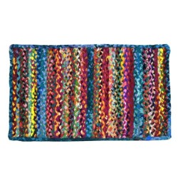 Tapis multicolore 50x80cm pour entrée, jute et coton, textile décoratif pour la maison, style moderne et élégant