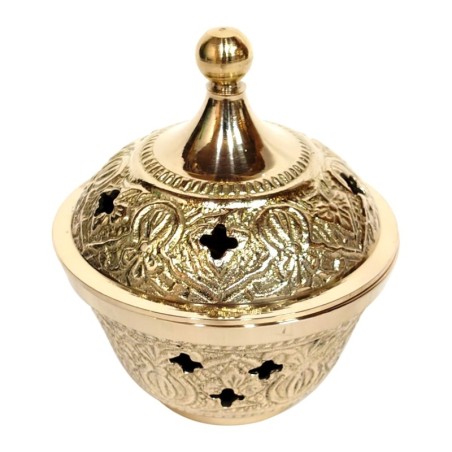 Brûleur d'encens doré en laiton, porte-encens décoratif pour aromathérapie et relaxation à la maison