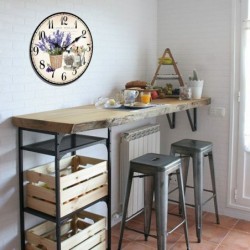 Horloge MDF lilas 34*4*34cm