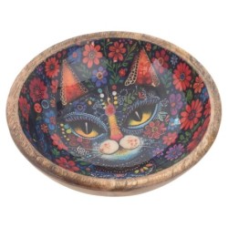 Gamelle surélevée antidérapante en bois pour chat, design moderne, idéale pour la nourriture et l'eau.