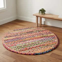 Tapis rond décoratif, entrée et salon, design moderne, antidérapant, idéal pour la maison, 90 cm, tissu résistant