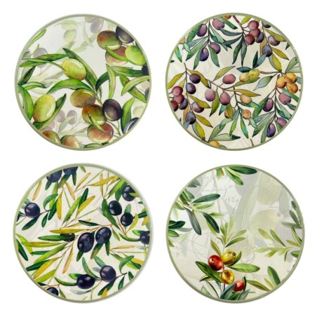 Sous-verres décoratifs olive, lot de 4, design unique et élégant pour la cuisine et le salon, cadeau idéal.