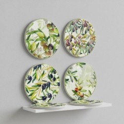 Sous-verres décoratifs olive, lot de 4, design unique et élégant pour la cuisine et le salon, cadeau idéal.