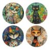 Sous-verres chat uniques, lot de 4, motifs assortis, antidérapants, décoration amusante pour la maison et le bureau