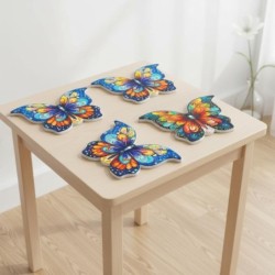 Sous-verres en céramique motif papillon, lot de 4, motif multicolore, décoration d'intérieur, cadeau idéal pour toutes