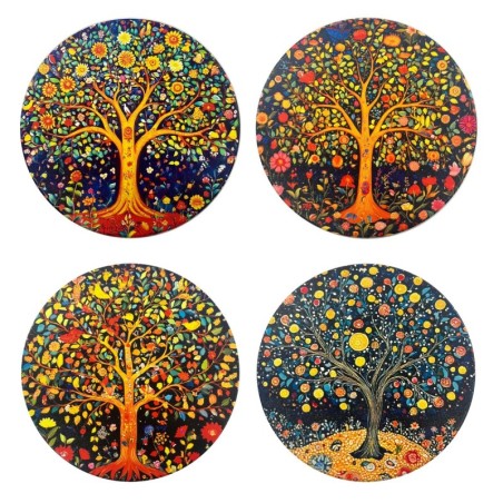 Sous-verres décoratifs Arbre de Vie, lot de 4, design unique, protection de surface, cadeau idéal pour la maison