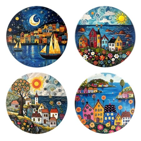 Sous-verres originaux au design maison, lot de 4, cadeau décoratif pour la maison, protège les surfaces, accessoire de table