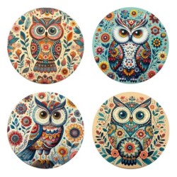 Sous-verres originaux en forme de hibou, lot de 4, design unique, décoration d'intérieur, cadeau idéal, résistants