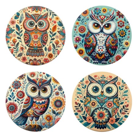 Sous-verres originaux en forme de hibou, lot de 4, design unique, décoration d'intérieur, cadeau idéal, résistants