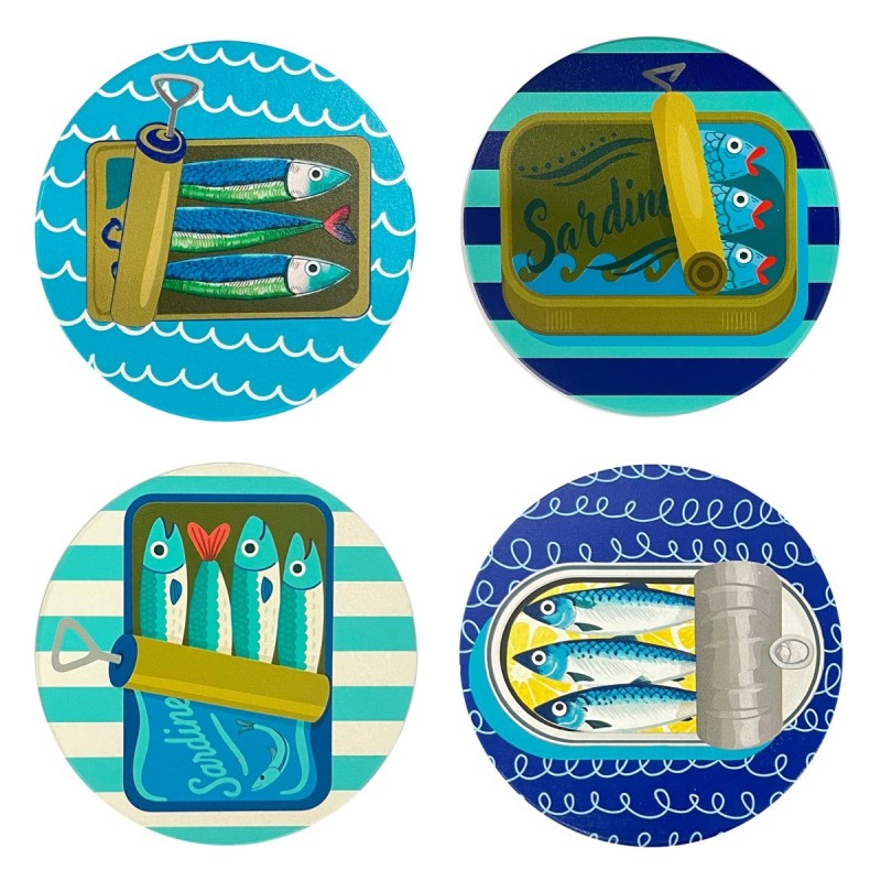 Sous-verres décoratifs en forme de sardine, lot de 4, design unique pour la cuisine et la salle à manger, cadeau original