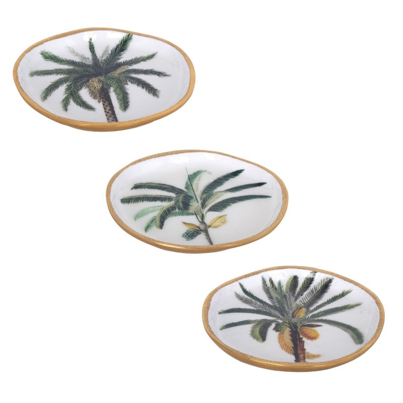 Plateau décoratif palmier, lot de 3, design moderne, idéal pour le salon, la salle à manger ou la cuisine, en aluminium durable.
