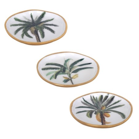 Plateau décoratif palmier, lot de 3, design moderne, idéal pour le salon, la salle à manger ou la cuisine, en aluminium durable.
