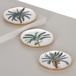 Plateau décoratif palmier, lot de 3, design moderne, idéal pour le salon, la salle à manger ou la cuisine, en aluminium durable.