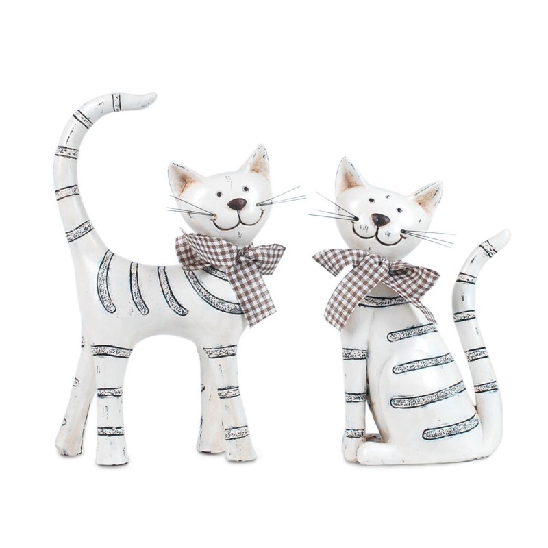 Les chats avec arc comprend 2 unités de figurines d'animaux collection romantique