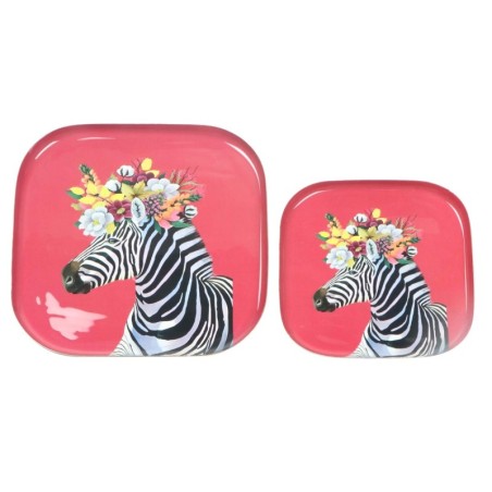 Lot de 2 plateaux décoratifs zèbre pour la maison, polyvalents pour la cuisine et le salon, design moderne et élégant.