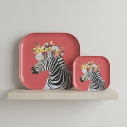 Lot de 2 plateaux décoratifs zèbre pour la maison, polyvalents pour la cuisine et le salon, design moderne et élégant.