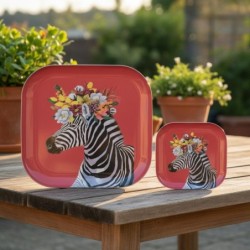 Lot de 2 plateaux décoratifs zèbre pour la maison, polyvalents pour la cuisine et le salon, design moderne et élégant.