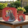 Lot de 2 plateaux décoratifs zèbre pour la maison, polyvalents pour la cuisine et le salon, design moderne et élégant.