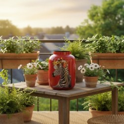 Vase décoratif en métal au design zèbre pour une décoration moderne - Idéal pour le salon, le bureau ou comme cadeau original
