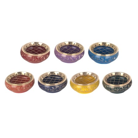 Brûleur d'encens 7 chakras, diffuseur d'arômes pour la méditation et la relaxation, porte-encens décoratif en laiton