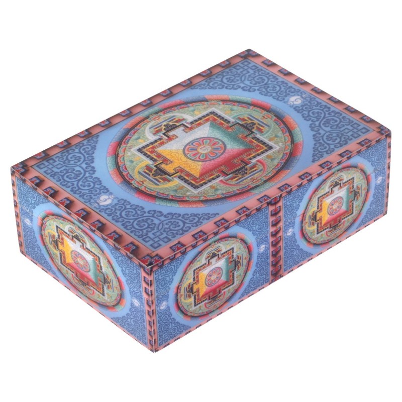 Boîte décorative en bois motif mandala pour la maison, boîte à bijoux artisanale de style ethnique, rangement élégant