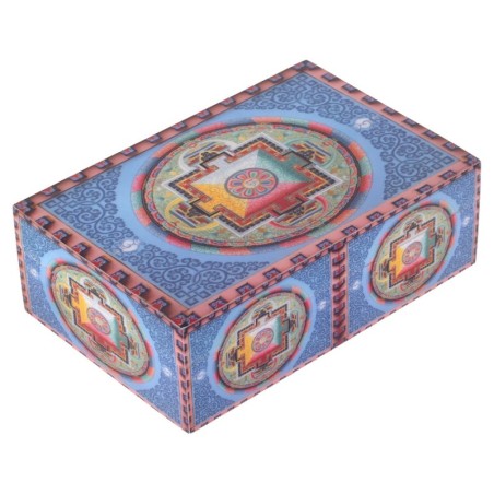 Boîte décorative en bois motif mandala pour la maison, boîte à bijoux artisanale de style ethnique, rangement élégant
