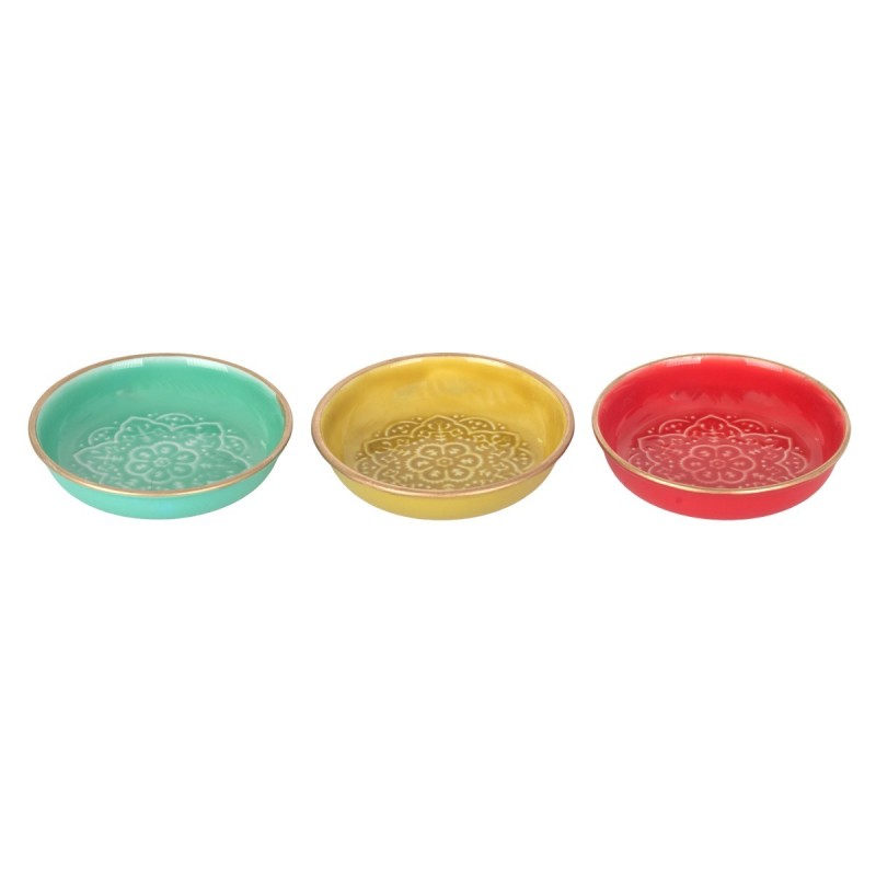Plateau décoratif, lot de 3, design indien, idéal pour la maison, le bureau, comme cadeau, décoration polyvalente.