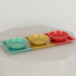 Plateau décoratif, lot de 3, design indien, idéal pour la maison, le bureau, comme cadeau, décoration polyvalente.