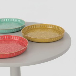 Plateau décoratif rond de style indien pour la maison - Lot de 3 pièces - Idéal pour les décorations de table et les