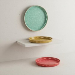 Plateau décoratif rond de style indien pour la maison - Lot de 3 pièces - Idéal pour les décorations de table et les