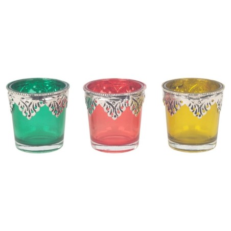 Lot de 3 bougeoirs décoratifs en verre et métal, design élégant pour la décoration intérieure, idéal pour offrir.