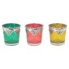 Lot de 3 bougeoirs décoratifs en verre et métal, design élégant pour la décoration intérieure, idéal pour offrir.