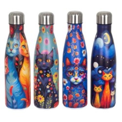 Bouteille isotherme en acier inoxydable au design unique en forme de chat, idéale pour offrir ou pour un usage quotidien.