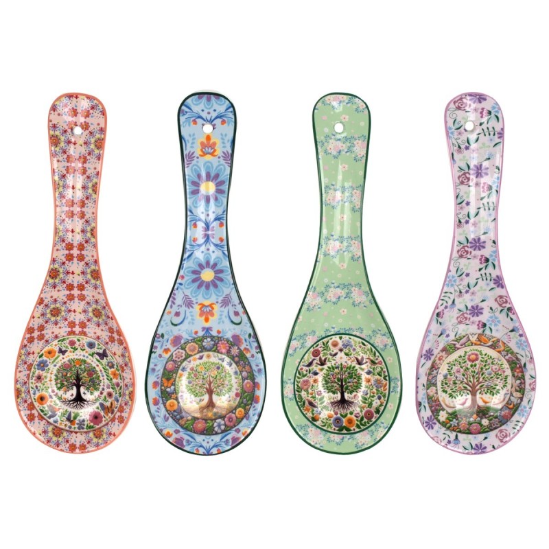 Repose-cuillère Arbre de Vie, design décoratif pour la cuisine, lot de 4 supports, cadeau idéal