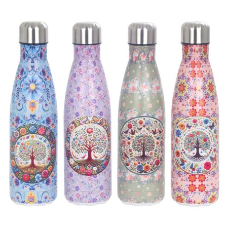 Bouteille isotherme Tree of Life au design exclusif, isolation en acier inoxydable, idéale pour les boissons chaudes