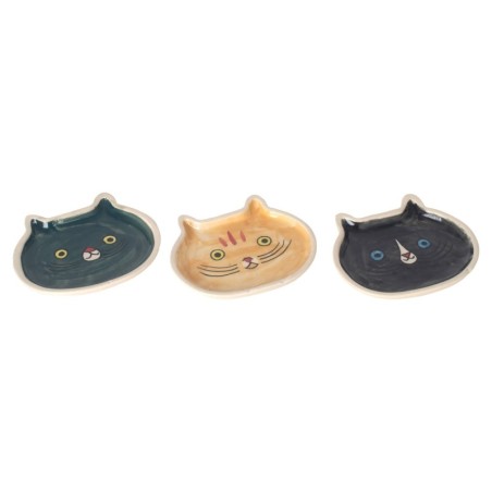 Plateau décoratif chat, lot de 3, design bohème, idéal pour la décoration intérieure, en céramique de haute qualité.