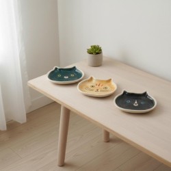 Plateau décoratif chat, lot de 3, design bohème, idéal pour la décoration intérieure, en céramique de haute qualité.