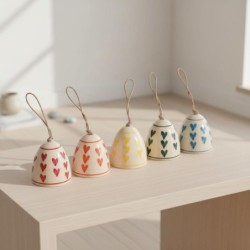 Cloches décoratives multicolores à suspendre, lot de 5, fabrication artisanale, idéales pour la décoration intérieure