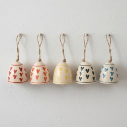 Cloches décoratives multicolores à suspendre, lot de 5, fabrication artisanale, idéales pour la décoration intérieure