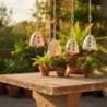 Cloches décoratives multicolores à suspendre, lot de 5, fabrication artisanale, idéales pour la décoration intérieure