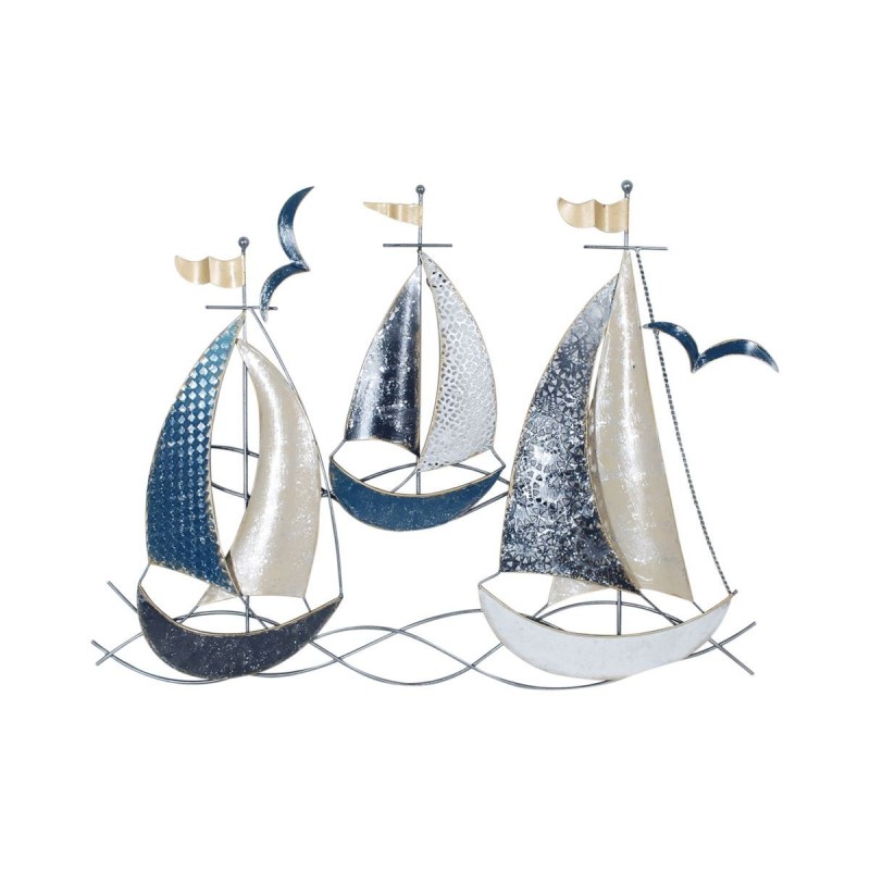Ornements muraux métalliques | Décoration murale de jardin en métal pour bateaux, 43x57 cm | Couleur bleu