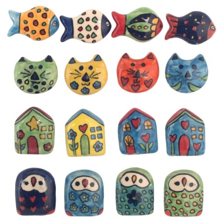 Aimants décoratifs en céramique, 16 pièces, motif ethnique indien, cadeau idéal pour la maison et le bureau.