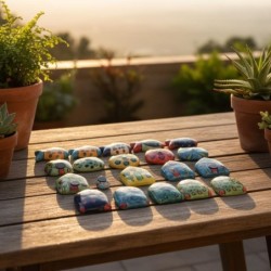 Aimants décoratifs en céramique, 16 pièces, motif ethnique indien, cadeau idéal pour la maison et le bureau.