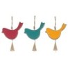 Cloche décorative multicolore à suspendre et oiseau pour jardin et maison - Artisanat indien en bois