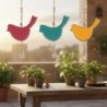 Cloche décorative multicolore à suspendre et oiseau pour jardin et maison - Artisanat indien en bois