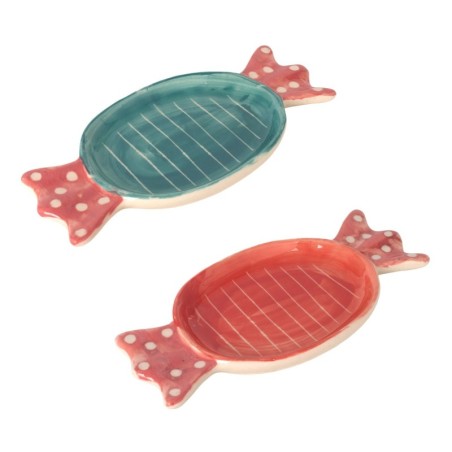 Plateau décoratif bohème en céramique, lot de 2, idéal pour les bonbons et la décoration de table, design élégant et moderne.
