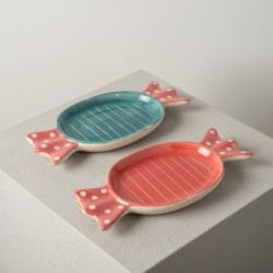 Plateau décoratif bohème en céramique, lot de 2, idéal pour les bonbons et la décoration de table, design élégant et moderne.